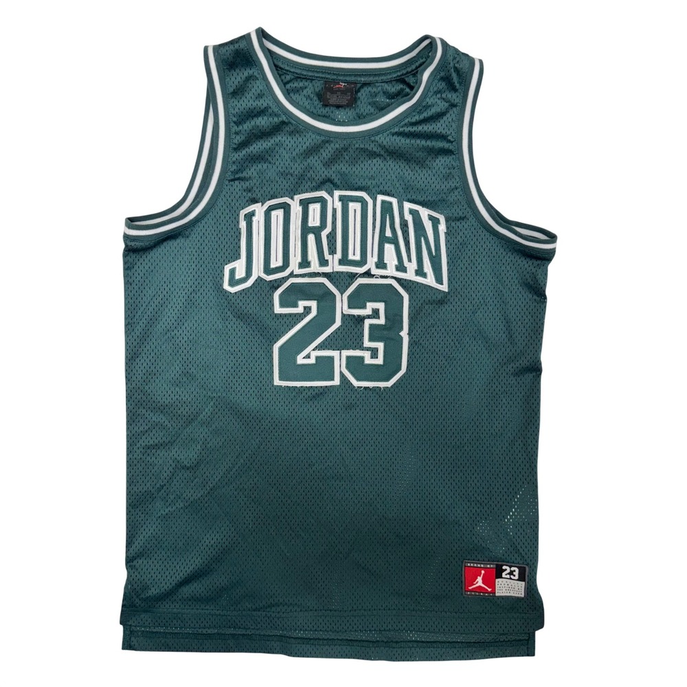 Michael Jordan 23 Kids Mesh Basketball Jersey Green Stitched XL 13-15Y